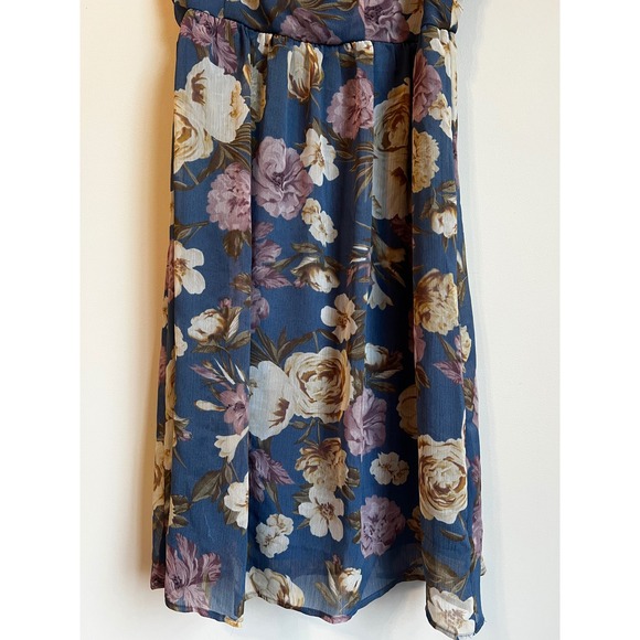 GILLI‎ Blue Floral Ruffle Sleeve Midi Dress Size M - Picture 2 of 8